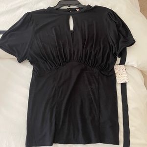 Free People Black Keyhole fitted shirt